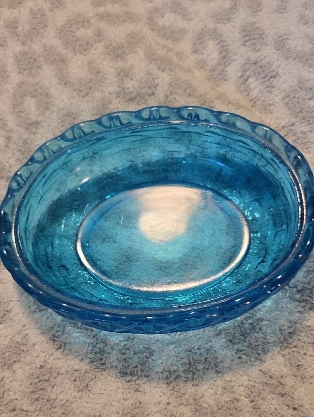 VTG Large L.E. Smith Capri Blue Glass Hen on Nest 6" Covered Dish - Picture 5 of 7